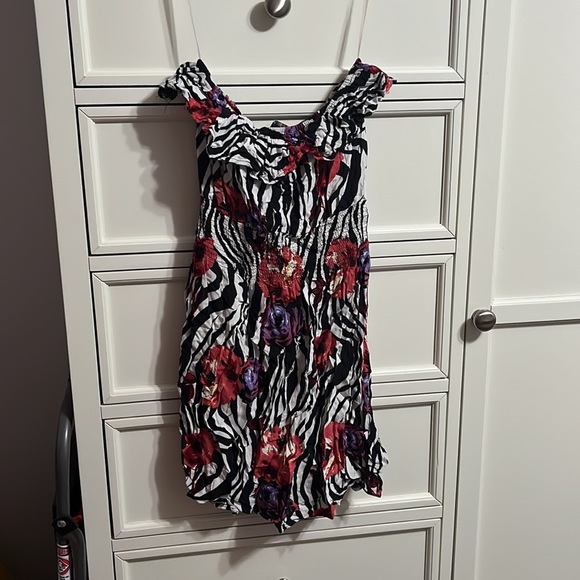 Strapless zebra print flower dress - Picture 2 of 6